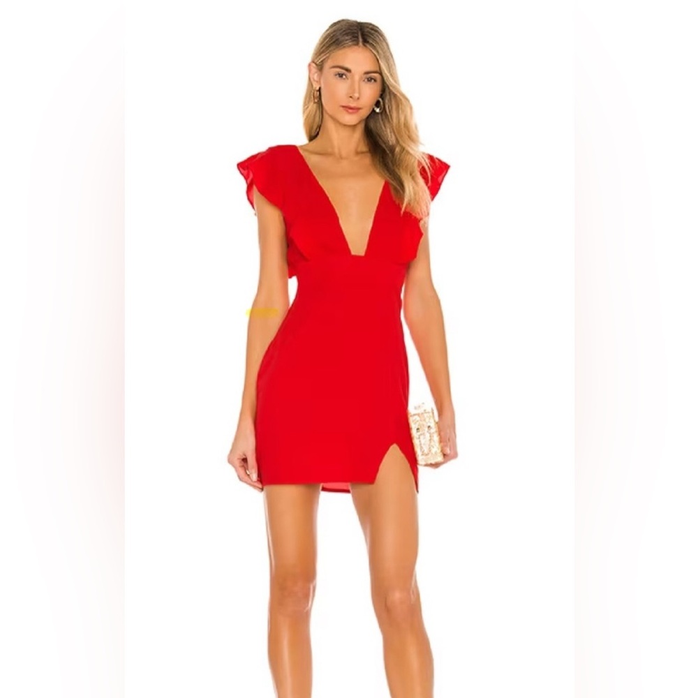 REVOLVE SUPERDOWN Harlow Red Plunging V-Neck Mini Dress NEW W/ TAGS - XS